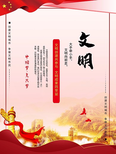 创建文明城市党建风系列海报