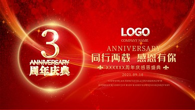 周年庆典同行两载感恩有你展板简约