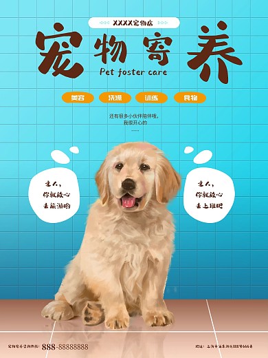 萌宠狗猫宠物寄养幼儿园海报