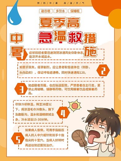 中暑急救措施宣传类海报