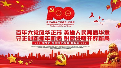 百年大党风华正茂党建100周年展板学党史