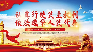 认真行使民主权利依法选举人民代表党建展板