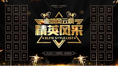 原创黑金大气业绩风云榜展板