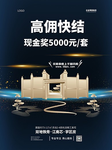 房地产简约高级优惠活动促销海报