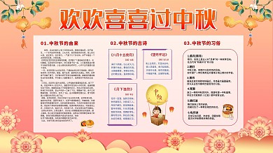 中秋教室文化墙简约大气展板