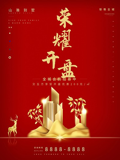 荣耀开盘房地产海报