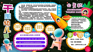 幼儿园介绍卡通可爱手绘校园学习介绍展板