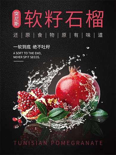 扁平风突尼斯软籽石榴海报