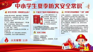 中小学生夏季防火安全常识展板