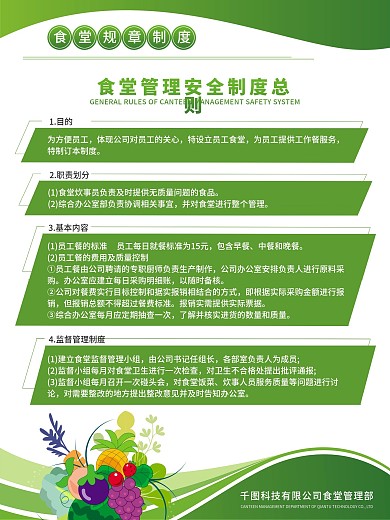 绿色简约风食堂制度操作流程系列海报