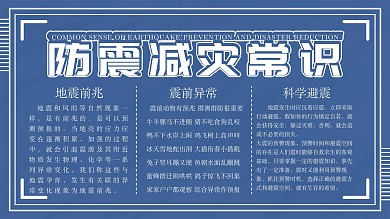 原创简约创意深蓝色防震减灾常识宣传展板