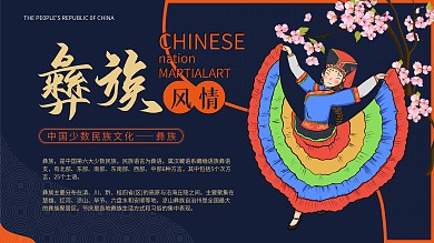 简约风彝族风情少数民族主题展板