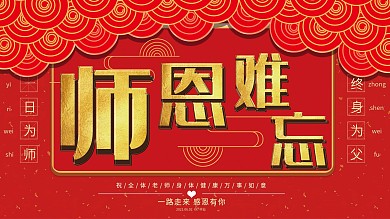 红色大气中国风难忘师恩谢师宴展板