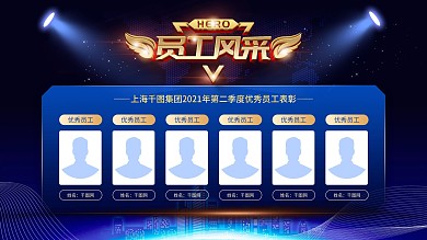 简约大气立体字科技风员工风采展示展板设计