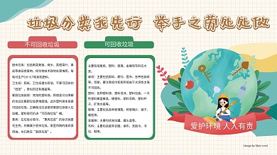垃圾分类环保宣传卡通展板