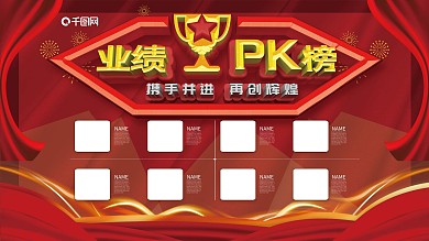 创意红色业绩PK榜展板