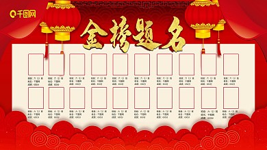 大气红色中国风金榜题名展板