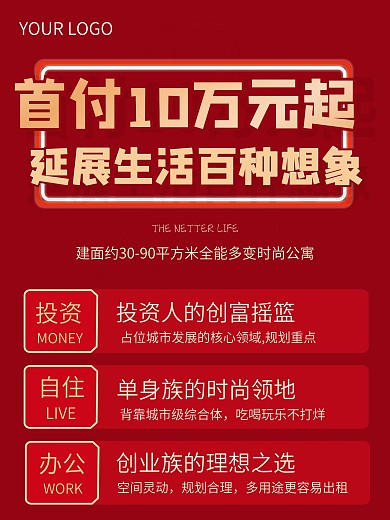 房地产红色楼盘促销宣传手机海报