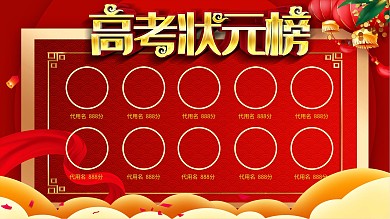 喜报业绩战报红色高考状元展板