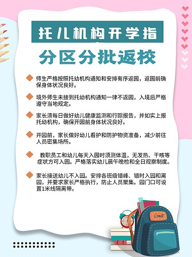 托儿机构秋季开学指南海报