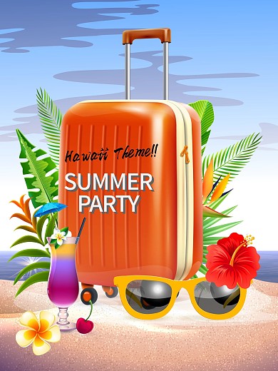 夏天夏威夷聚会海报