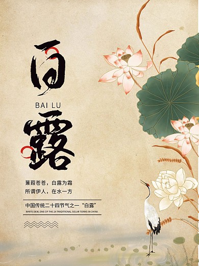 白露节气简约中国风海报