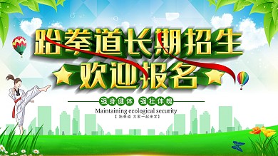 简约创意立体跆拳道招生展板设计