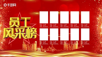 员工风采榜业绩榜英雄榜c4d喜庆展板