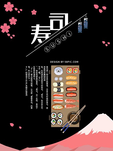 日本正宗美食寿司宣传海报