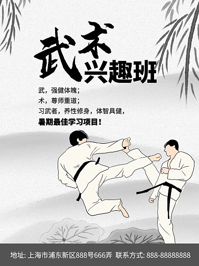 武术兴趣班招生海报