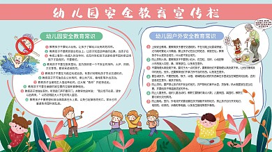 可爱手绘幼儿园安全教育宣传栏