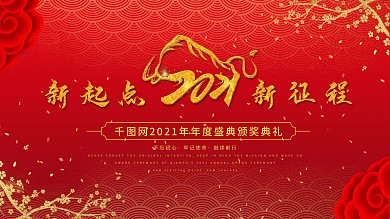 国潮红色企业年会盛典颁奖典礼新年海报展板