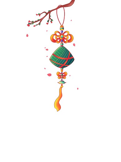 国潮中国风手绘端午节粽子挂饰元素素材设计