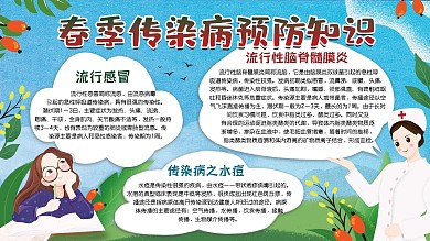 可爱校园风春季知识手绘清新插画海报展板