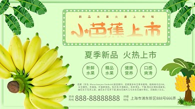 芭蕉水果新鲜上市新品水果火爆抢购展板