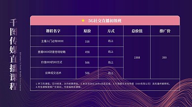 培训课程表展架海报宣传微信微商网红朋友圈