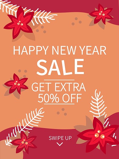 红色矢量新年打折海报