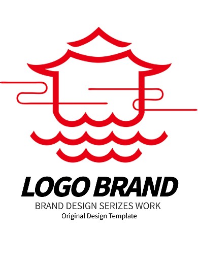 简约大气红色水纹中国风旅游LOGO标志