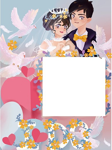 520浪漫婚礼ido婚纱插画情人节海报