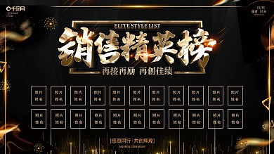 原创黑金大气销售精英榜展板