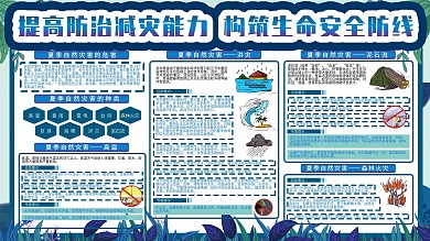 蓝色简约夏季自然灾害防治宣传栏