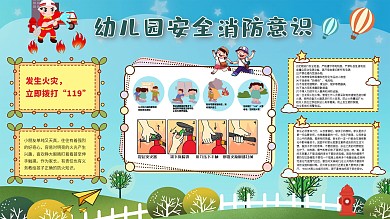 卡通幼儿园安全消防意识宣传展板