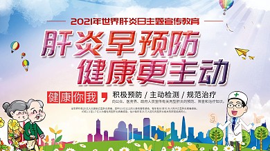 社区风世界肝炎日预防肝炎科普知识宣传展板