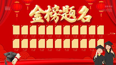 红色大气喜庆金榜题名荣誉墙