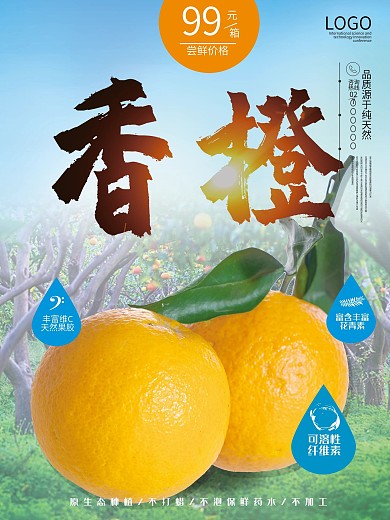 水果海报新鲜水果橙子海报