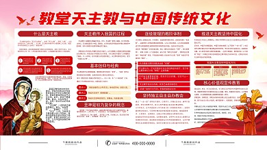 教堂天主教与中国传统文化内容宣传展板