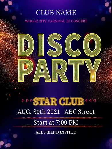 炫酷午夜迪斯科派对海报