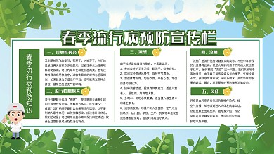 小清新蓝色春季流行病宣传栏展板