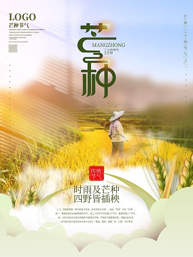 简约风摄影图芒种传统节气海报