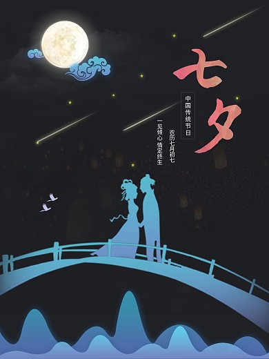 中国节日七夕情人节海报
